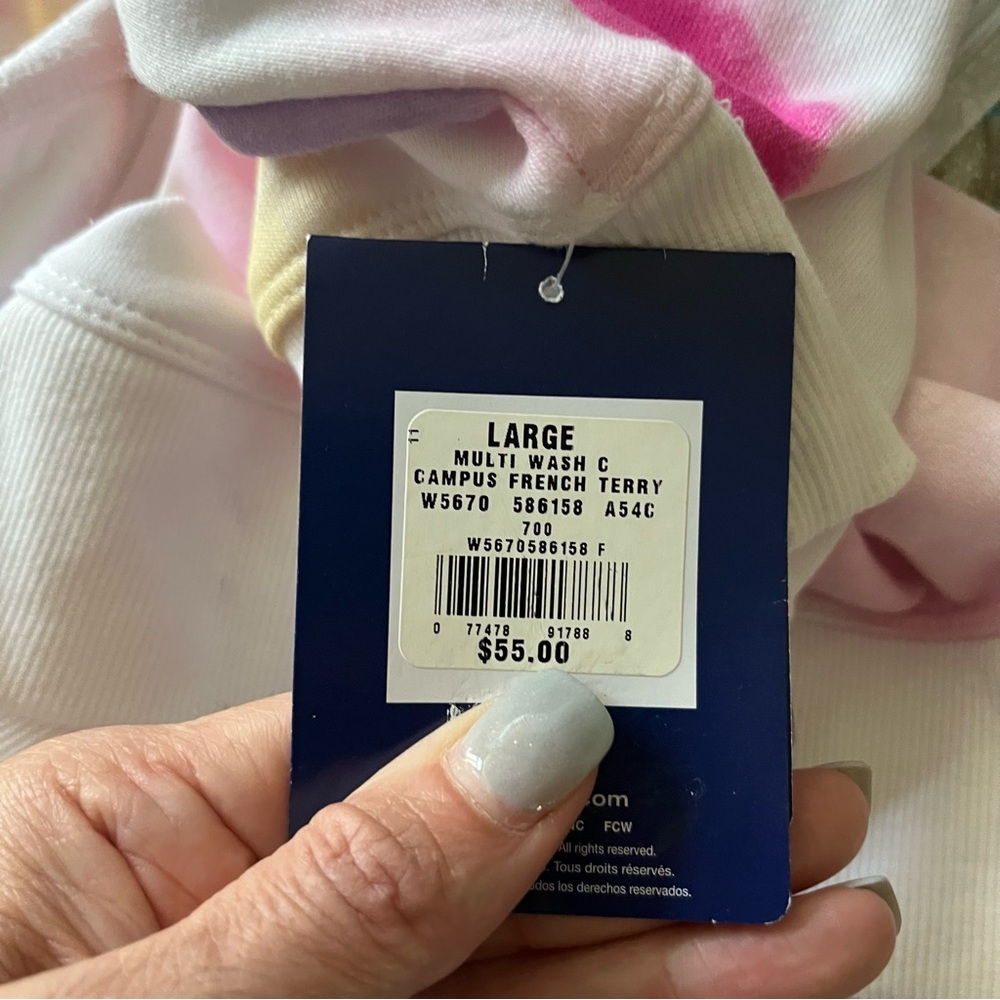 NWT Champion Multi Wash Campus French Terry tie dye cropped sweatshirt Size L - Picture 9 of 9